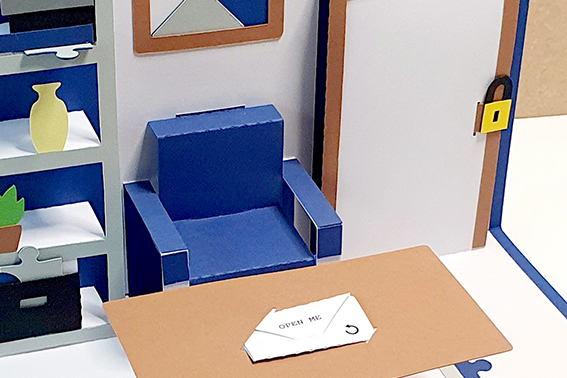 Escape Room Pop-Up Greeting Card - Living Room