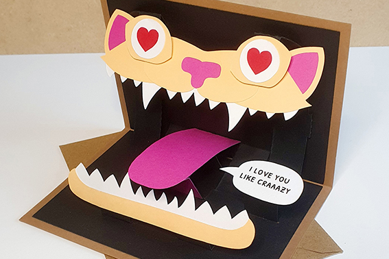 Cat Mimic Monster Pop-Up Card